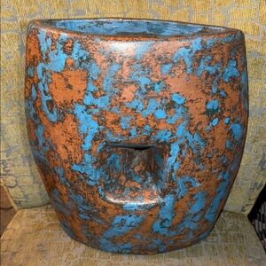 13” X 12.5” vintage Terra cotta tortoise painted vase